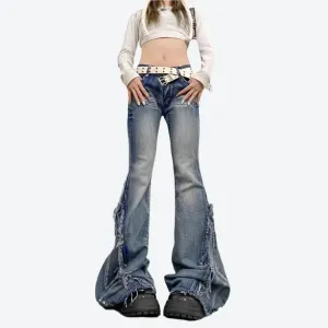 Vintage High-Waist Distressed Flare Jeans