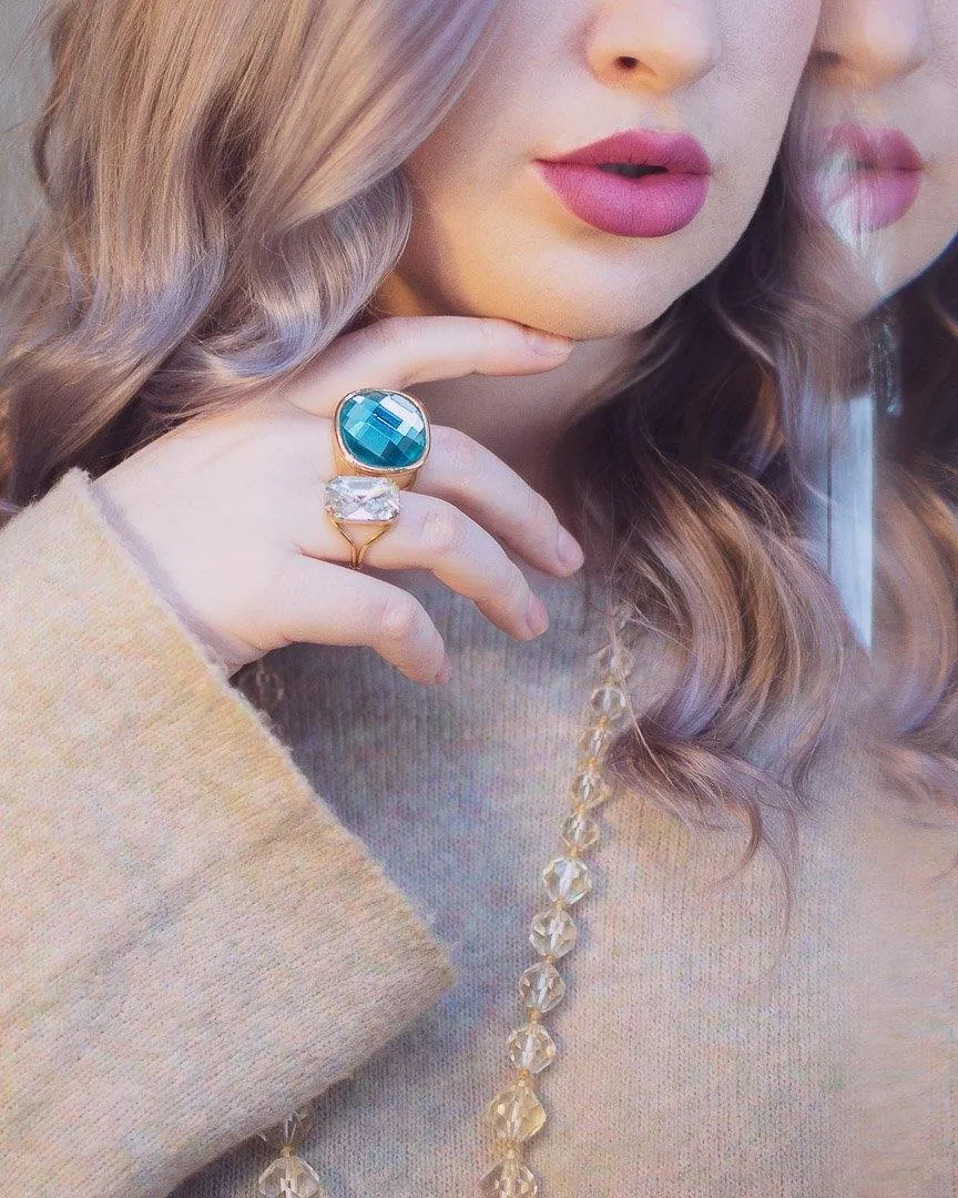 Vintage Huge Chunky Crystal Cocktail Statement Ring