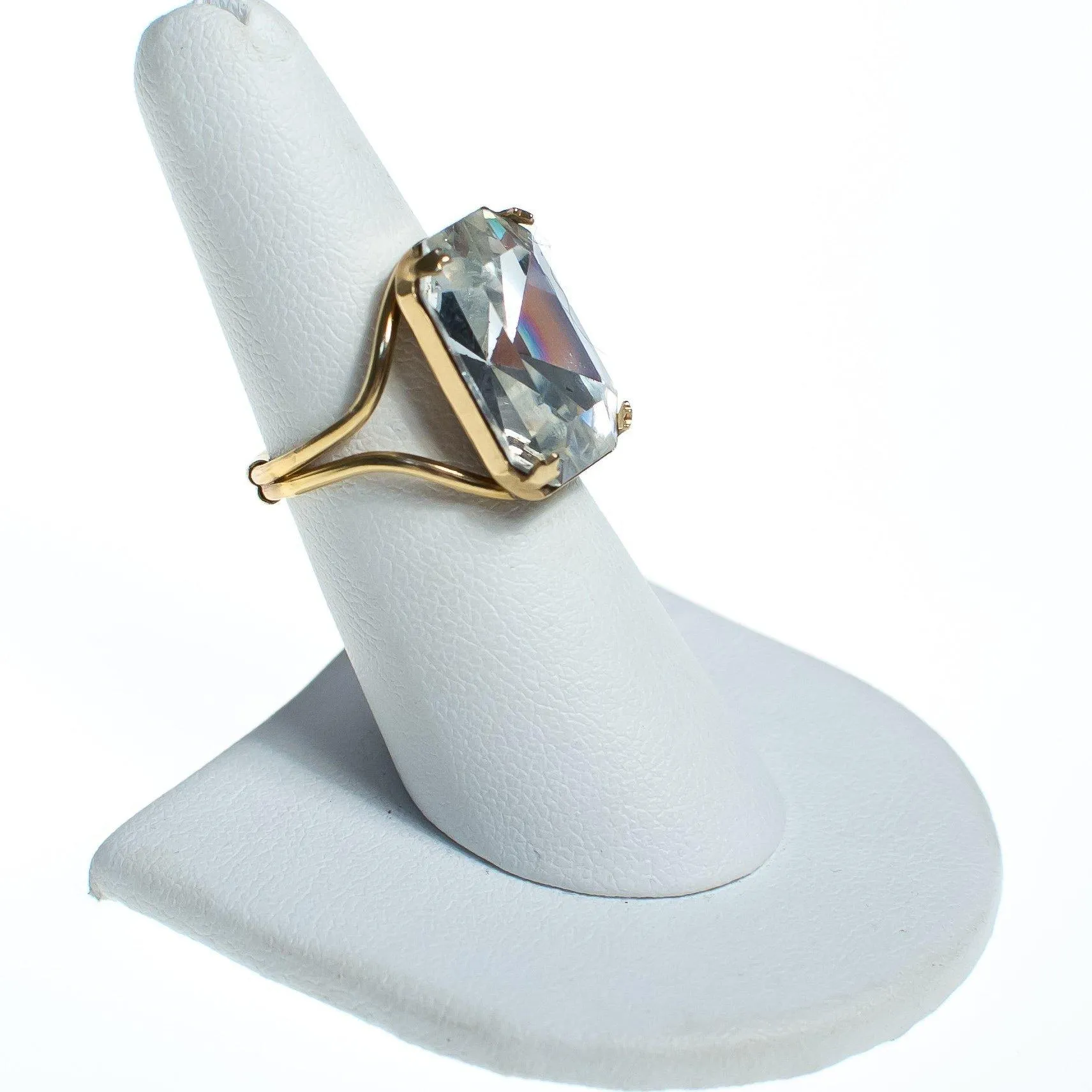Vintage Huge Chunky Crystal Cocktail Statement Ring
