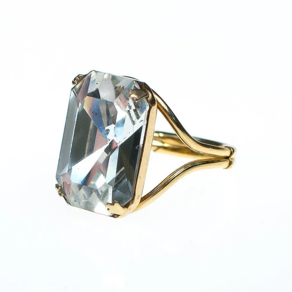 Vintage Huge Chunky Crystal Cocktail Statement Ring