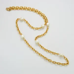 Vintage Pearl and Gold Dainty Necklace