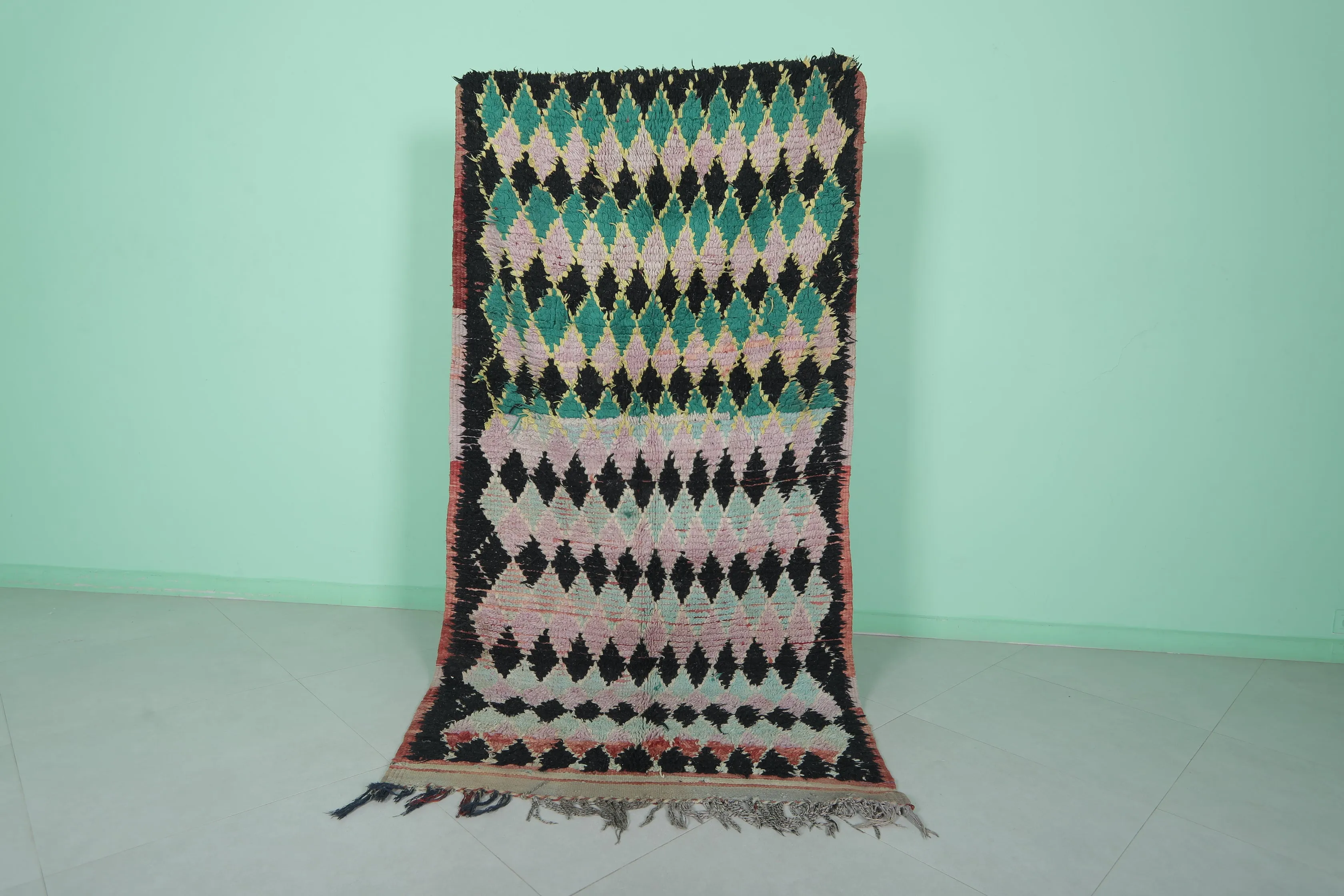 Vintage Runner Rug 3.8 x 7.6 ft | Bold Harlequin Design
