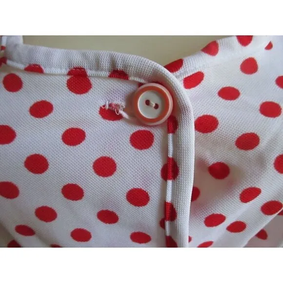 Vintage Women's Dress 8/10 1970's Flutterbye Polka Dot Stretch Polyester Disco