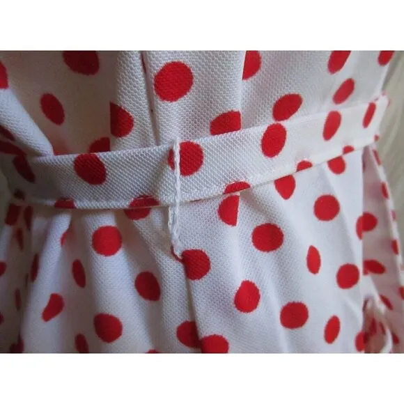 Vintage Women's Dress 8/10 1970's Flutterbye Polka Dot Stretch Polyester Disco