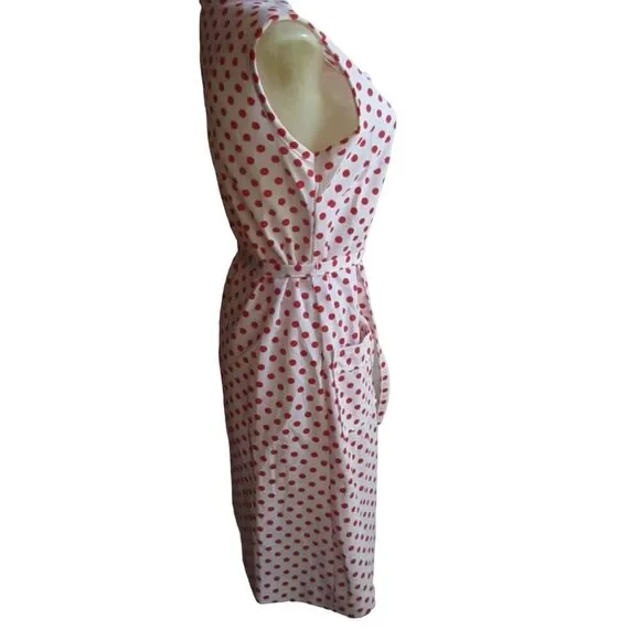 Vintage Women's Dress 8/10 1970's Flutterbye Polka Dot Stretch Polyester Disco
