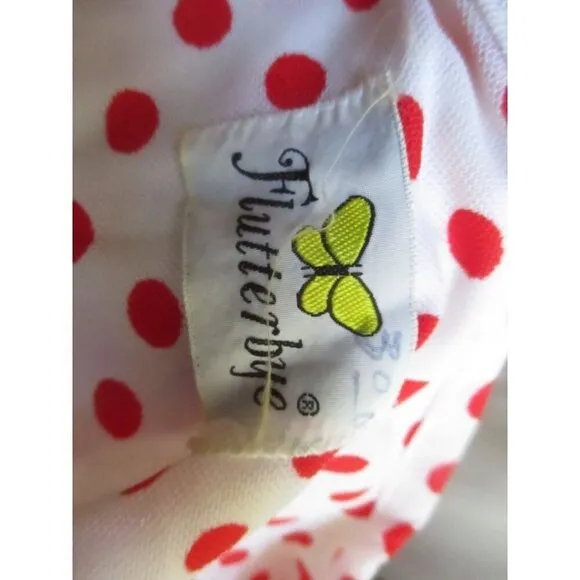 Vintage Women's Dress 8/10 1970's Flutterbye Polka Dot Stretch Polyester Disco