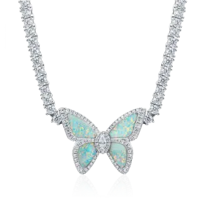 Vivid Opal Butterfly Tennis Necklace - 3mm
