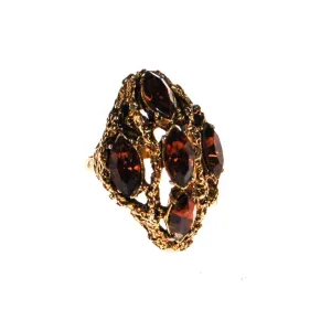 Vogue Smokey Topaz Crystal Statement Ring, Adjustable