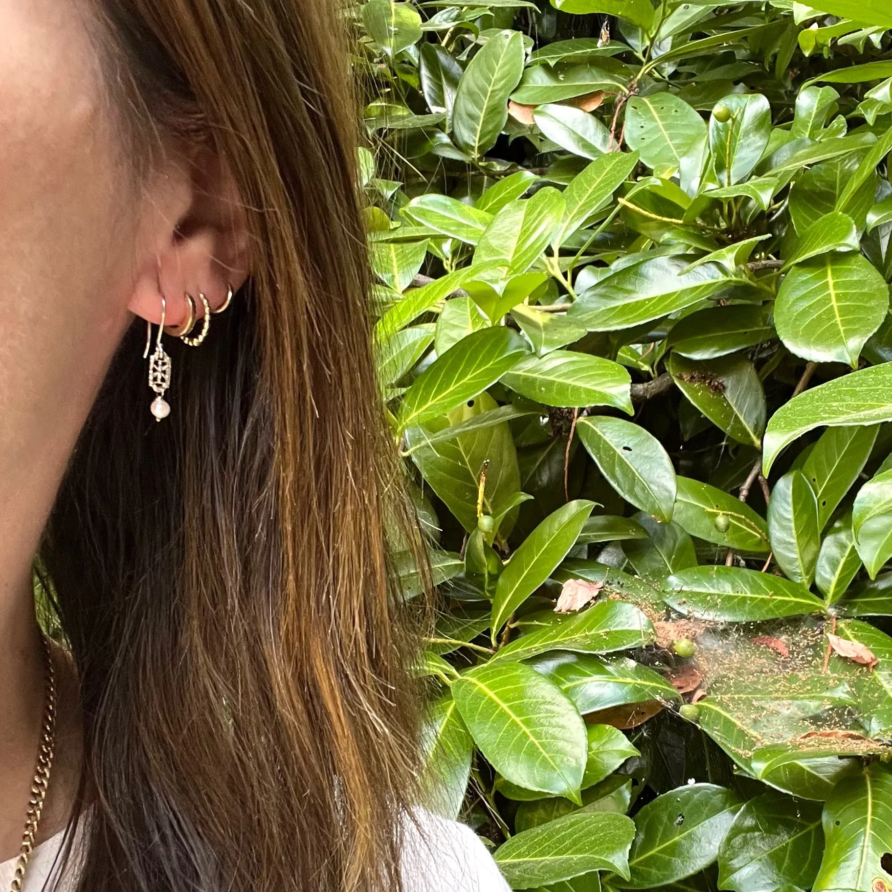 White Gold Filigree & Pearl Earrings by brunet