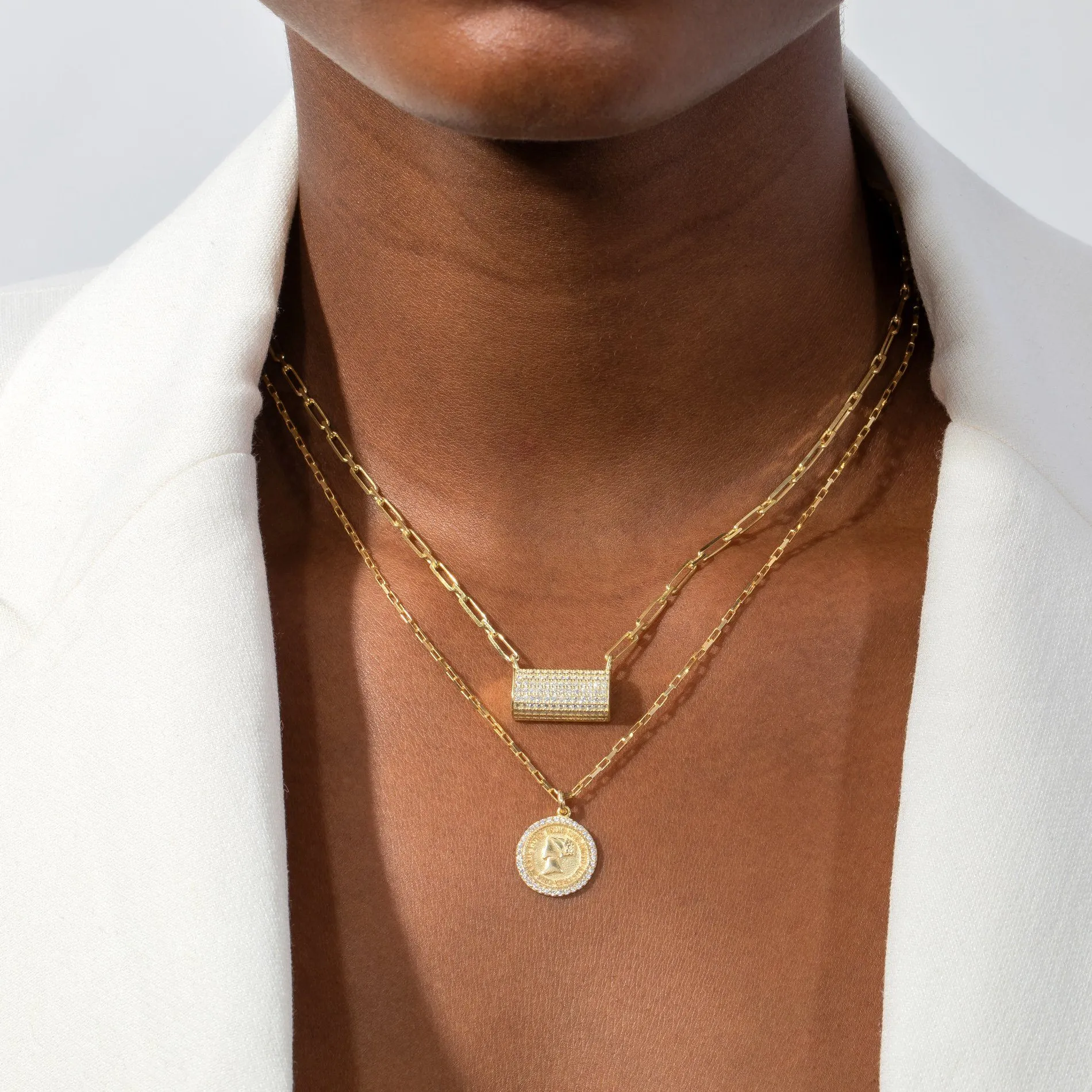 Wide Bar Link Necklace