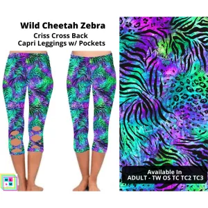 Wild Cheetah Zebra Criss Cross Capri w/ Pockets