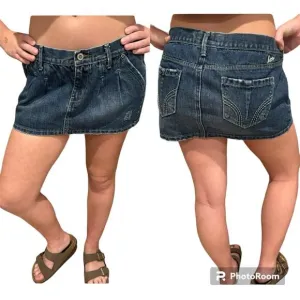 Y2K Retro 2000's Micro Mini Vintage Denim Skirt By Hollister Medium Wash Size 7