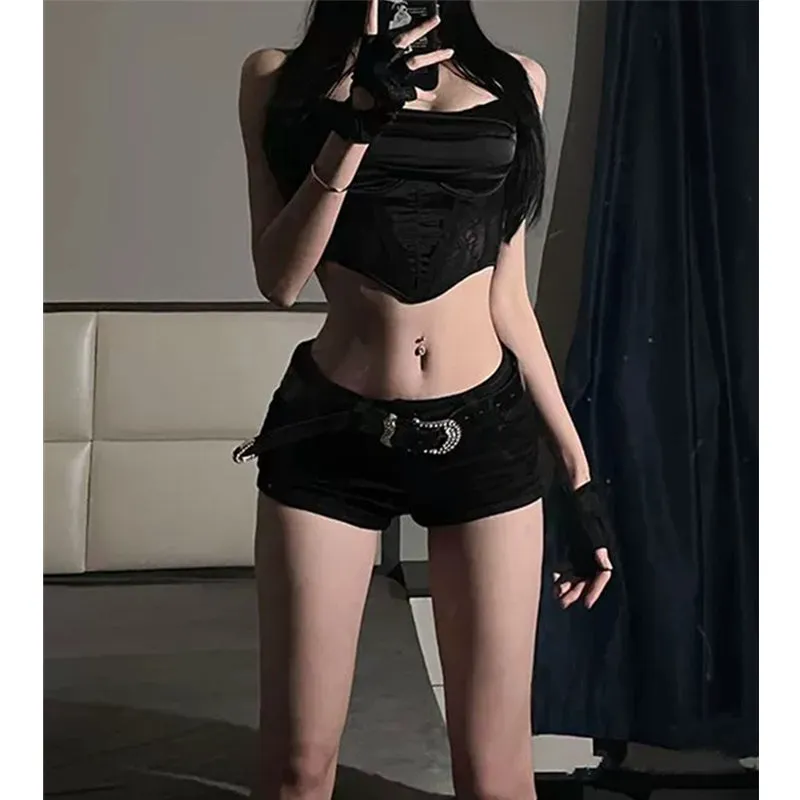 Y2k Retro Dark Denim Shorts UB98428