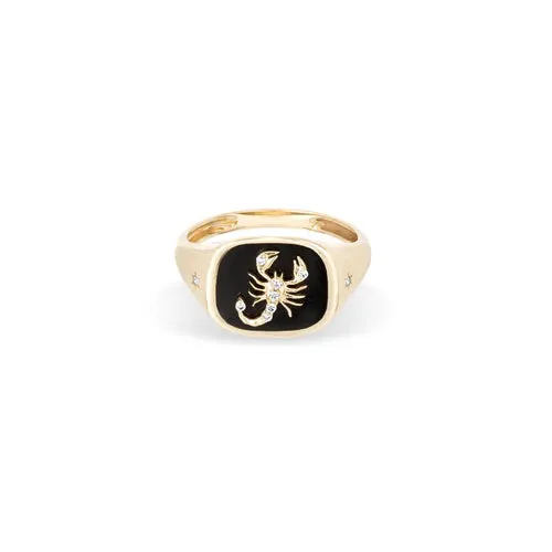 Zodiac Ceramic & Diamond Aries Signet Ring
